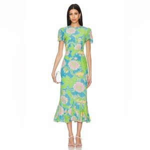 New! RHODE Lulani Dress in Blue Psychedelic Flower, sz 6